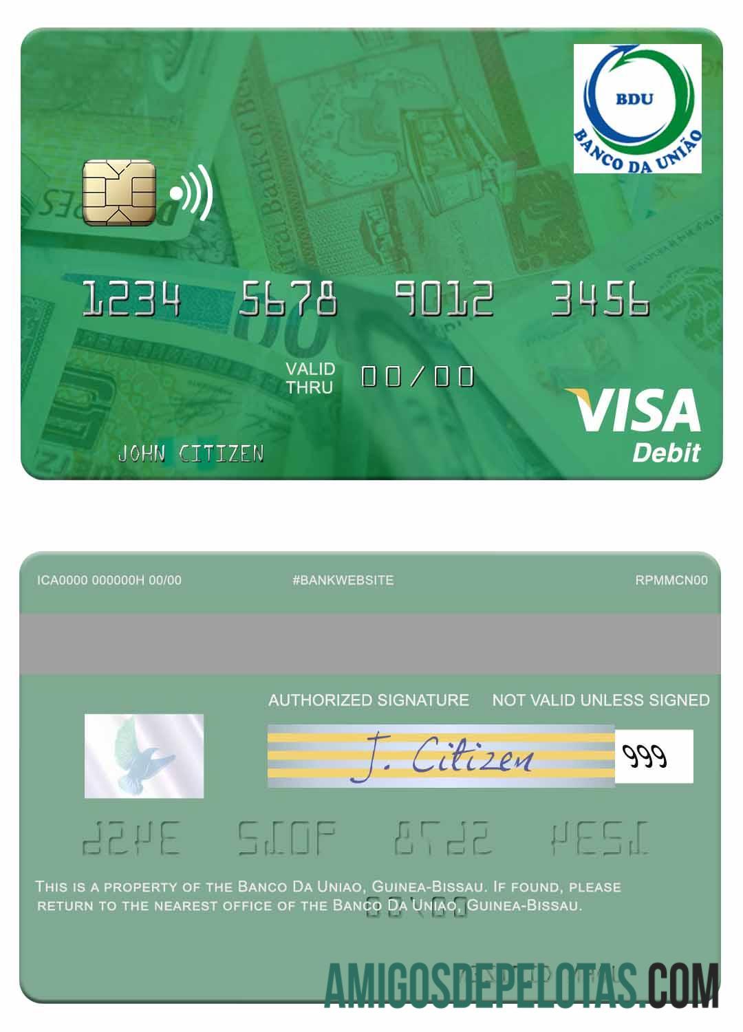 Guinea Bissau Banco Da Uniao Visa Debit Card amostra